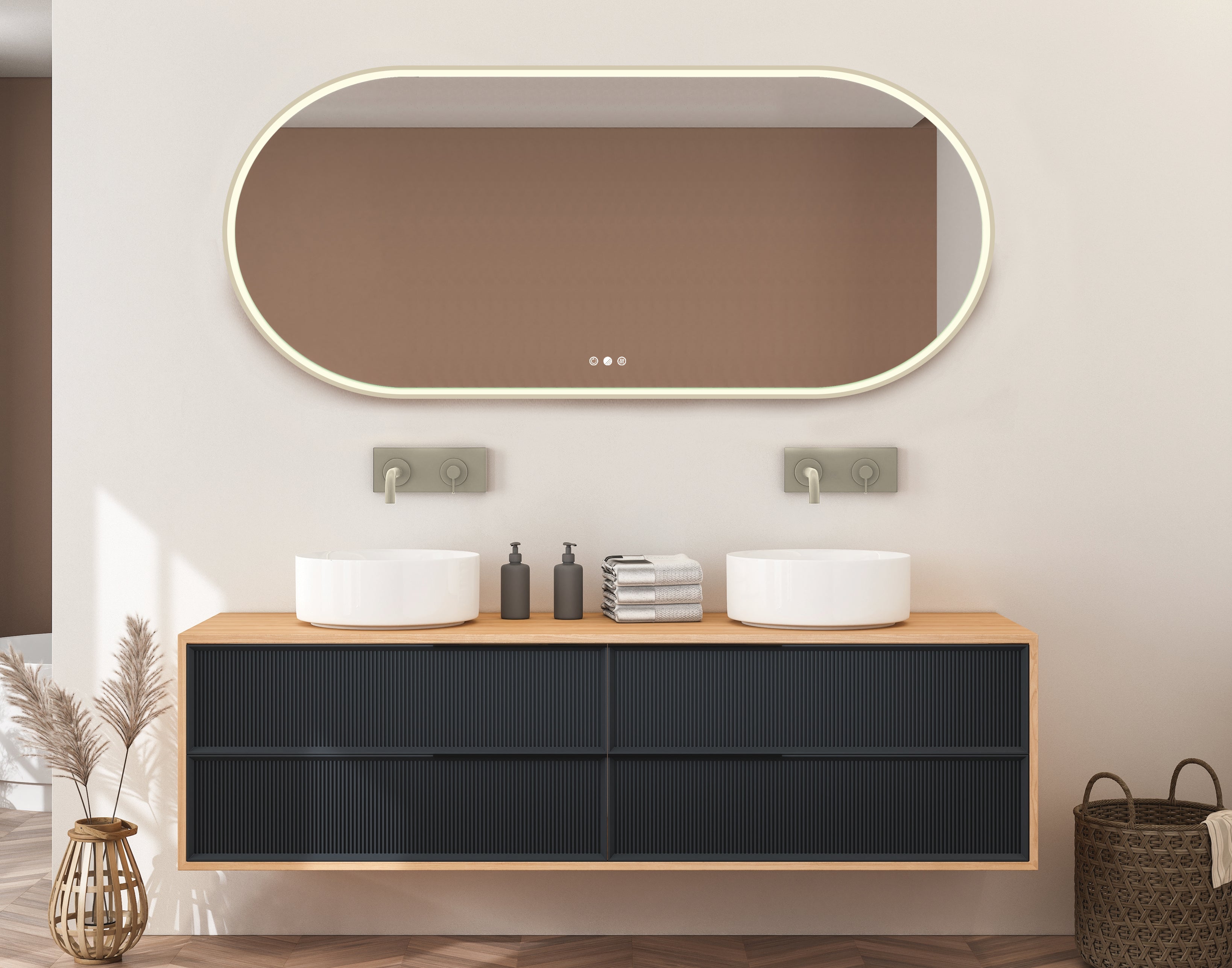 Aura Kapsel Brushed Nickel 750mm x 1500mm